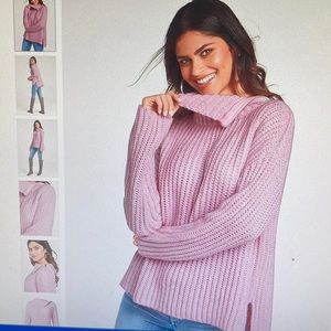 Pink Zipper Detail Sweater New 1X